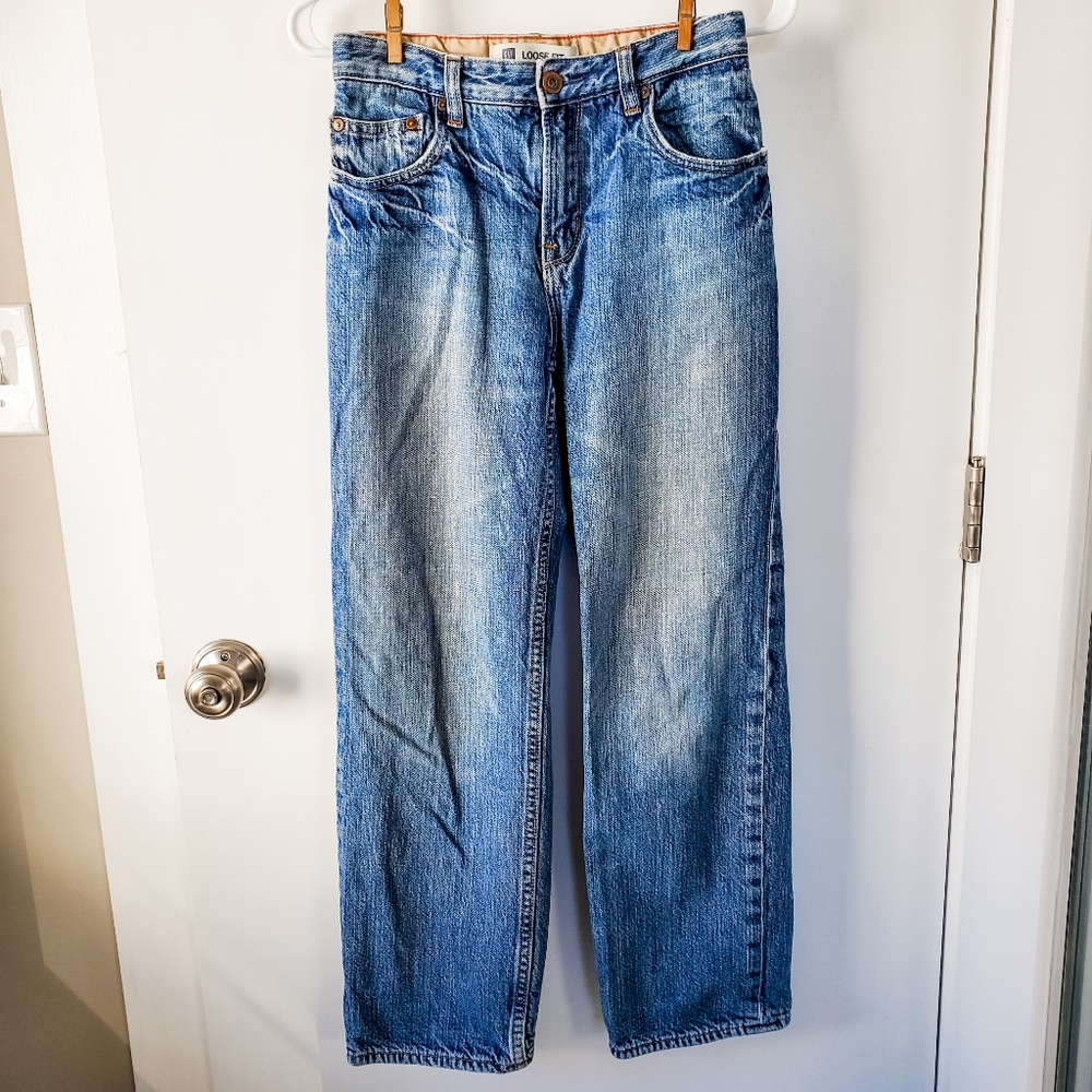 GAP Kids Loose Fot Plaid Lined Medium Wash Jeans